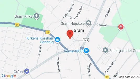 Lagerlokaler til leje i Gram - kort over placeringen