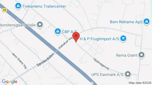 Kontorlokaler til leje i Vejle Centrum - kort over placeringen