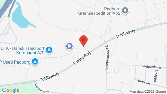 Lagerlokaler til leje i Padborg - kort over placeringen