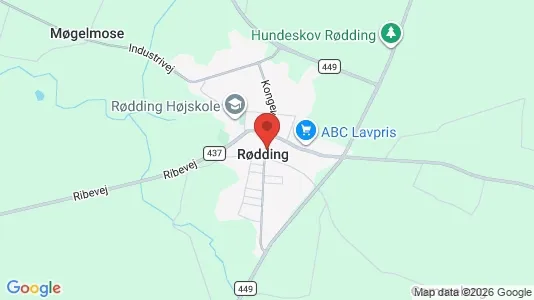 Butikslokaler til leje i Rødding - kort over placeringen