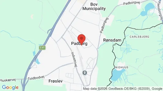 Lagerlokaler til leje i Padborg - kort over placeringen
