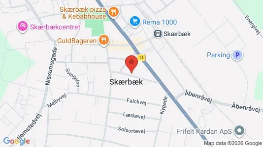 Lagerlokaler til leje i Skærbæk - kort over placeringen