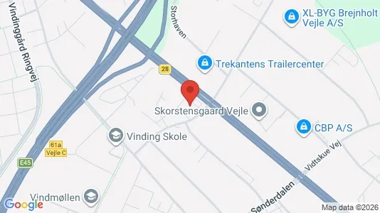 Kontorlokaler til leje i Vejle Centrum - kort over placeringen
