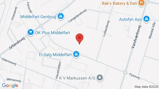 Lagerlokaler til salg i Middelfart - kort over placeringen
