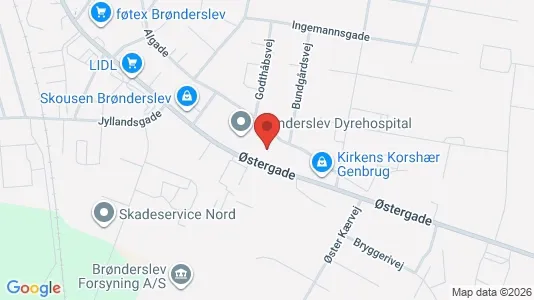 Lagerlokaler til salg i Brønderslev - kort over placeringen