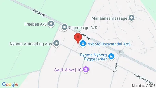 Lagerlokaler til leje i Nyborg - kort over placeringen