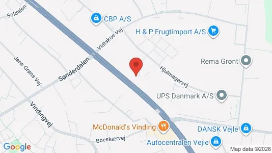 Lagerlokaler til salg i Vejle Centrum - kort over placeringen